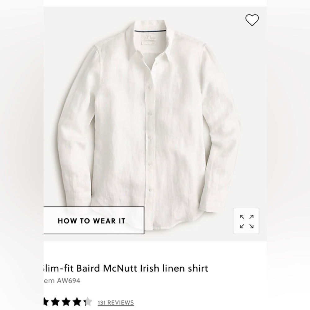 J.CREW Slim Perfect Shirt Baird Mcnutt Irish Linen Shirt White Sz 4